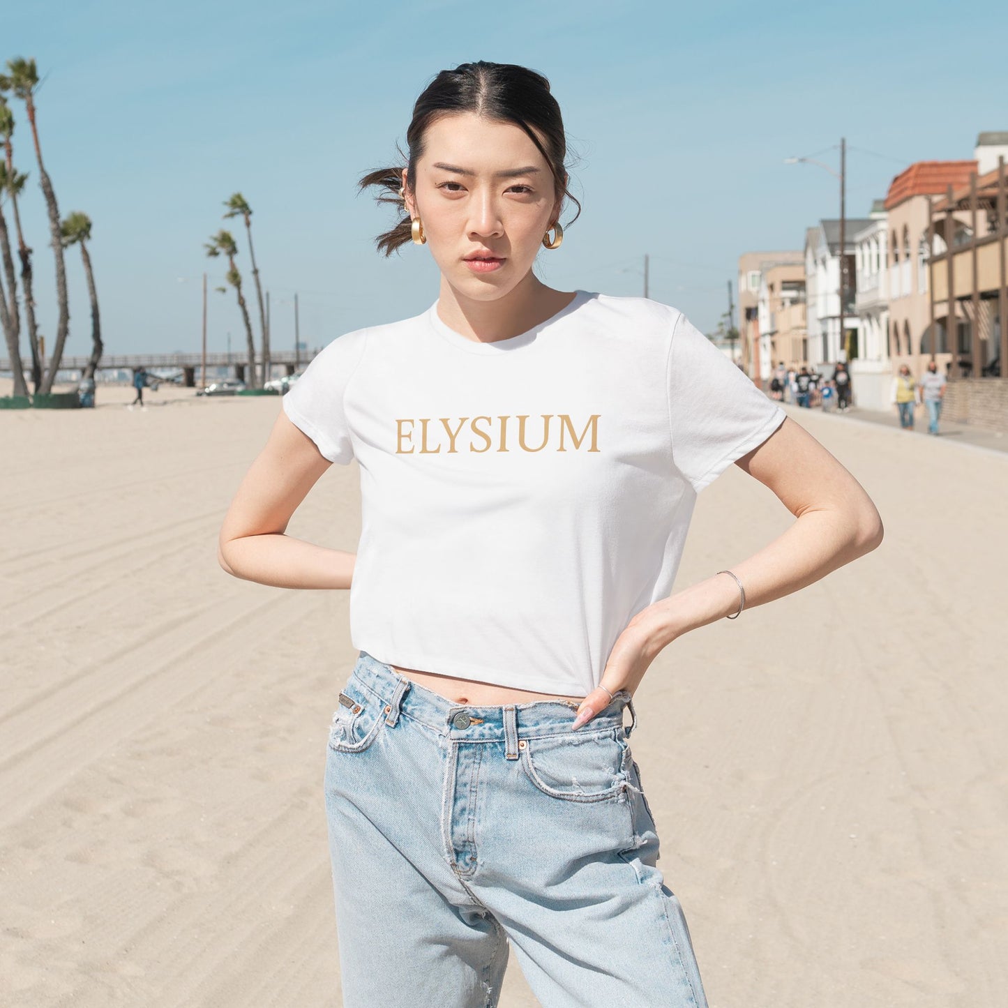 Elysium™ Gold Lettering Crop Top — Gratitude