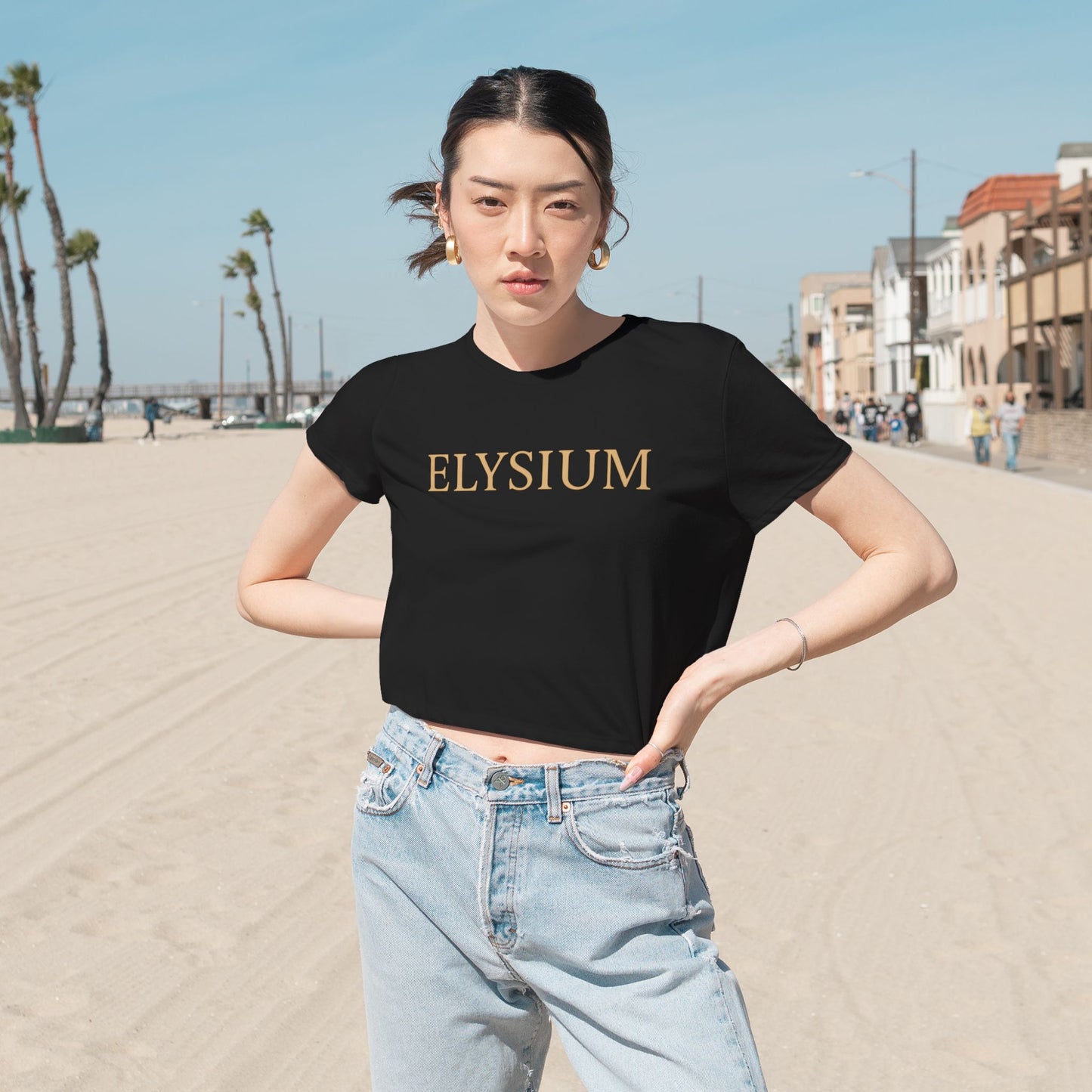 Elysium™ Gold Lettering Crop Top — Gratitude